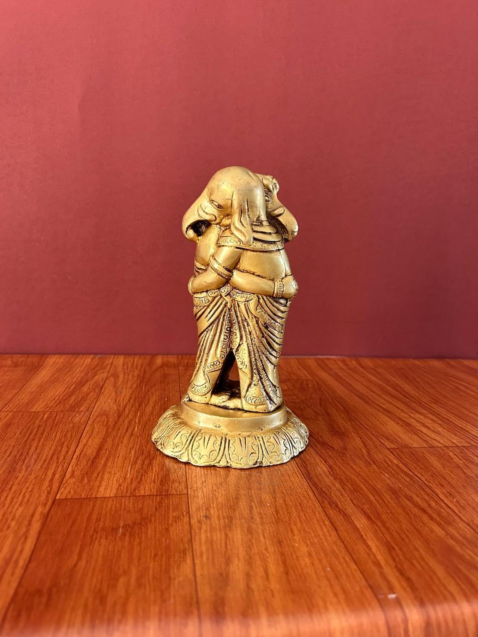 Mridaya Brass Ganesha Statue | 19 Cm Hugging Ganesh Statue | Housewarming Gift | Hindu Wedding Gift | Elephant God Statue