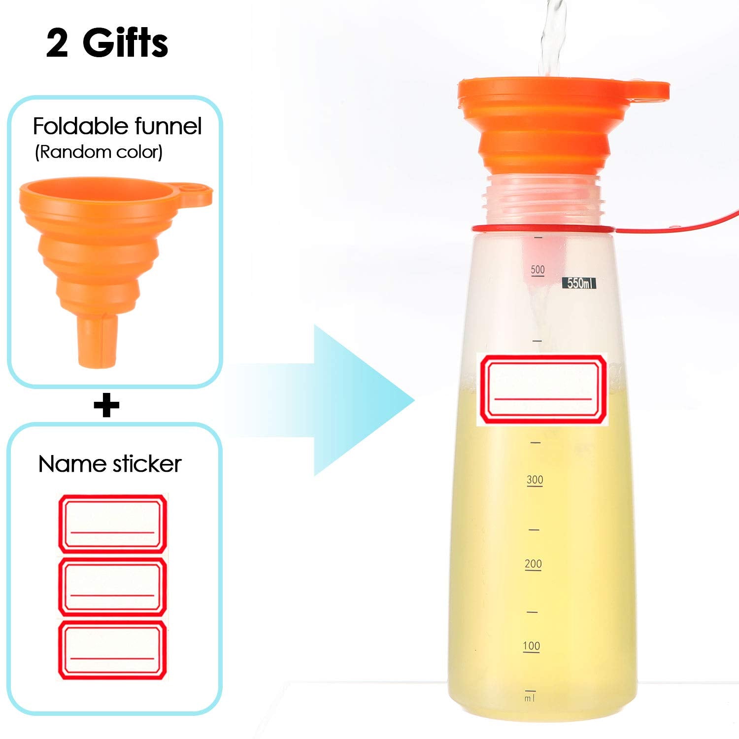 Ondiomn Condiment Squeeze Bottle Wide Mouth, 2 Pack 550Ml Clear Squeeze Bottles For Condiments, Paint, Ketchup, Mustard, Oil, Sa