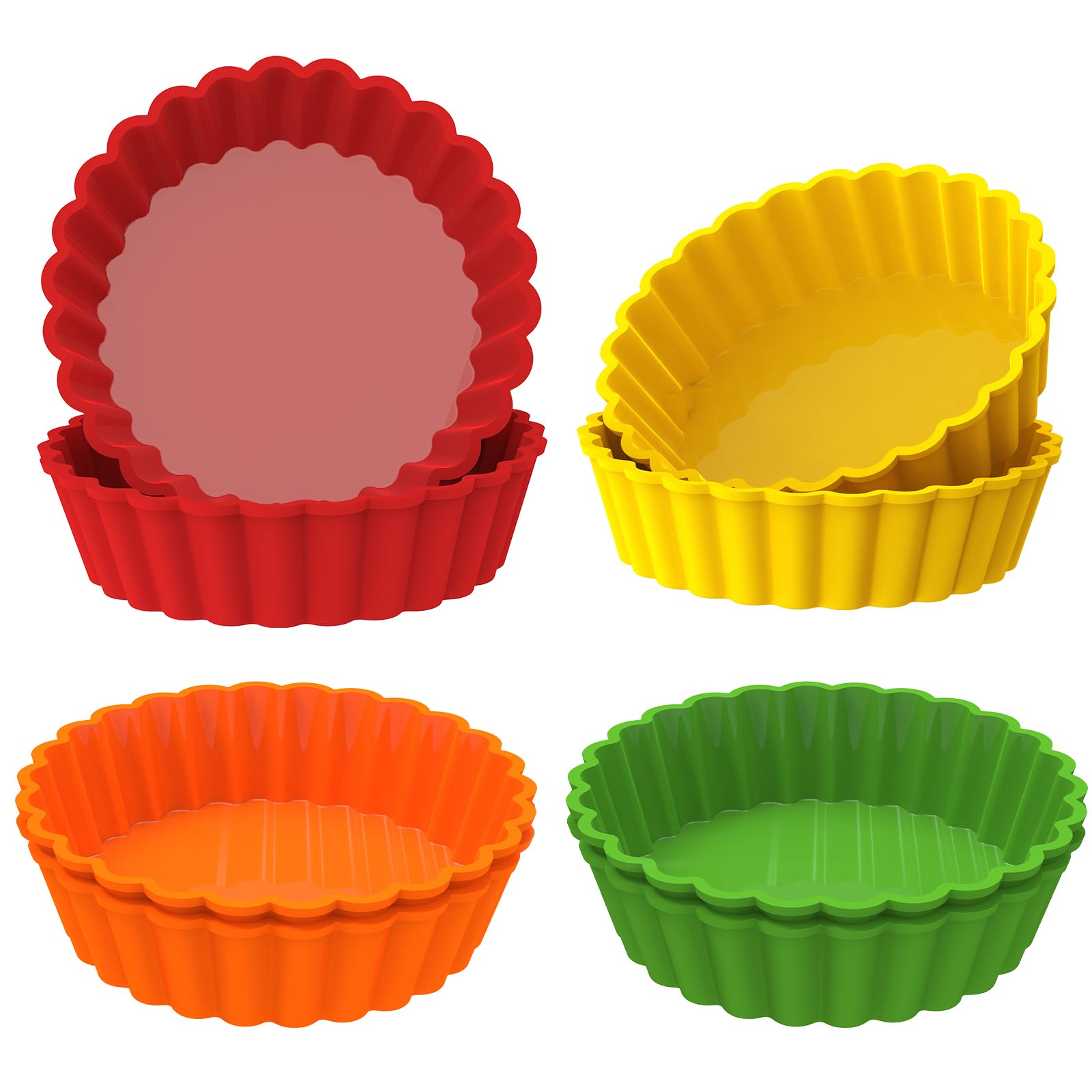 Webake Silicone Mini Tart Pan 4 Inch Non-Stick Mini Quiche Molds Small Pie Baking Pan Tart Molds For Baking, Pack Of 8