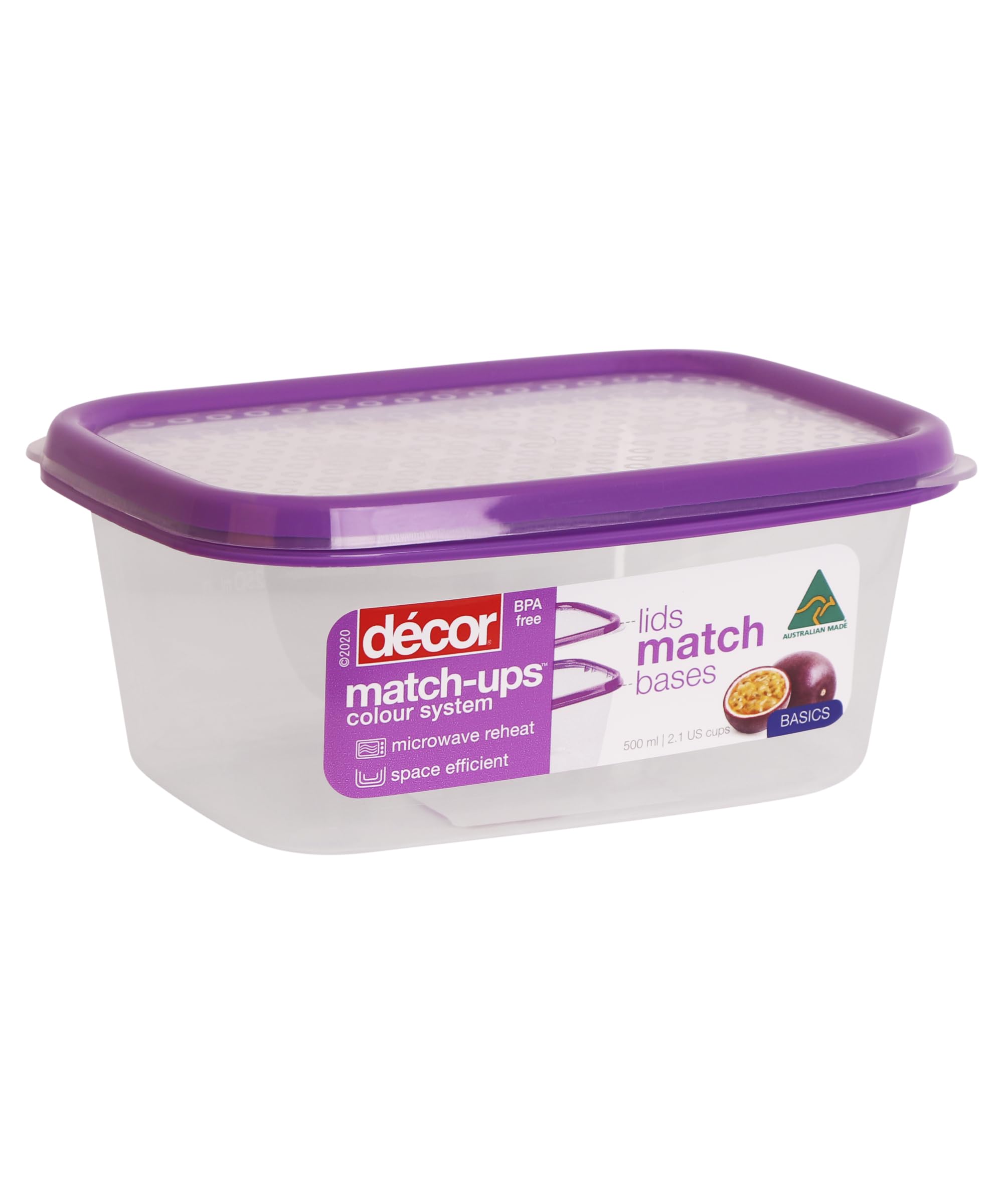 D  cor Match-ups Basics Oblong | Food Storage Pantry Container | Ideal for Meal Prep | BPA Free | Dishwasher, Freezer & Microwav