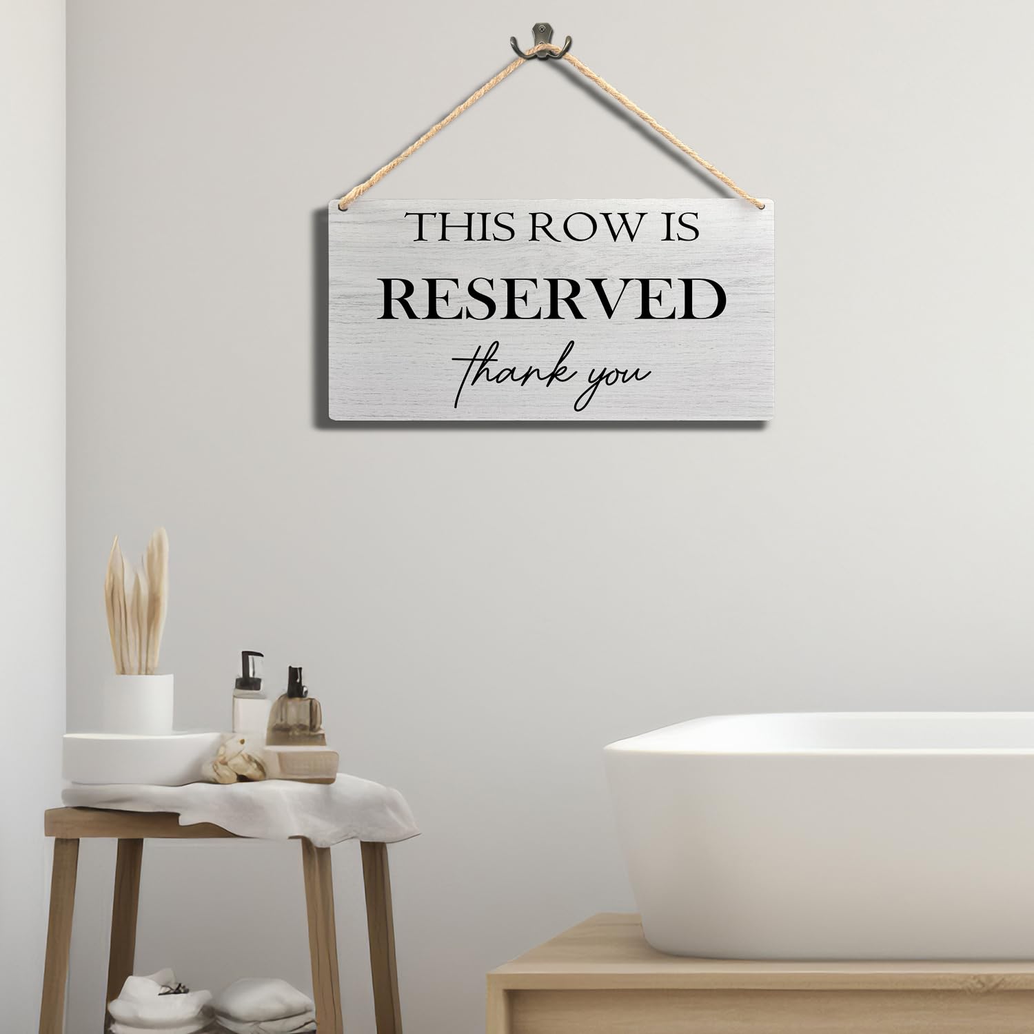 Ryeolo Reserved Row Signs for Wedding - Wood Hanging Sign for Chairs, Seating - 11.8x5.9 Inch
