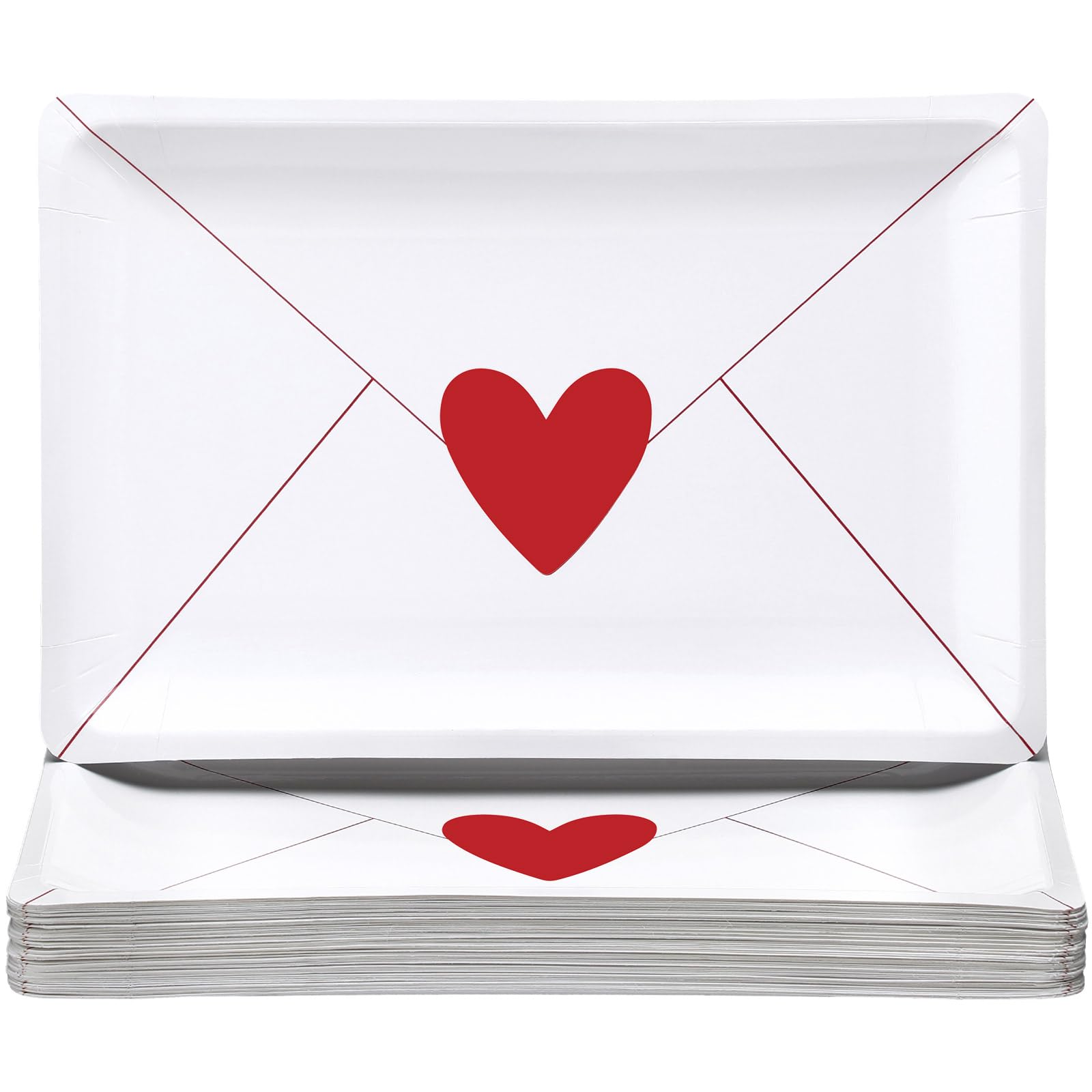 Havawish 50 Pcs Love Letter Lunch Plates 10X7 Inch Valentine'S Day Paper Plates Classic Love Letter Disposable Plates Valentines