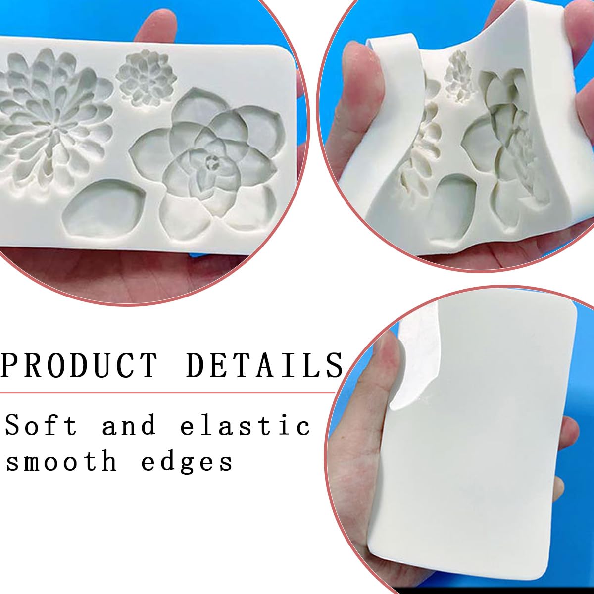Kuuguu 2 Pcs Succulent Fondant Molds, Tropical Succulent Plant Cake Decorating Mold, For Diy Cupcake Toppers Gumpaste Mold Polym