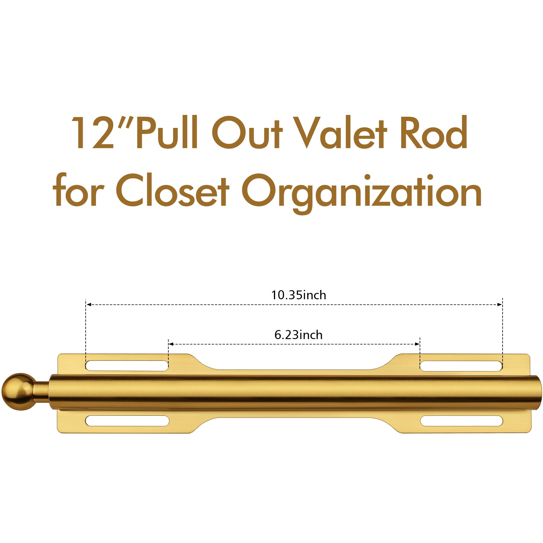 FIRJOY 12 Valet Rod for Closet Pull Out (1 Pack, Brushed Gold)