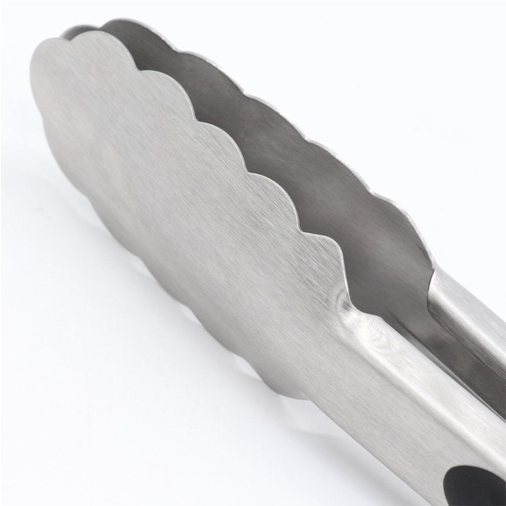 304 Stainless Steel Kitchen Cooking Tongs, 9'' And 12'' Set Of 2 Sturdy Grilling Barbeque Brushed Locking Food Tongs With Ergono