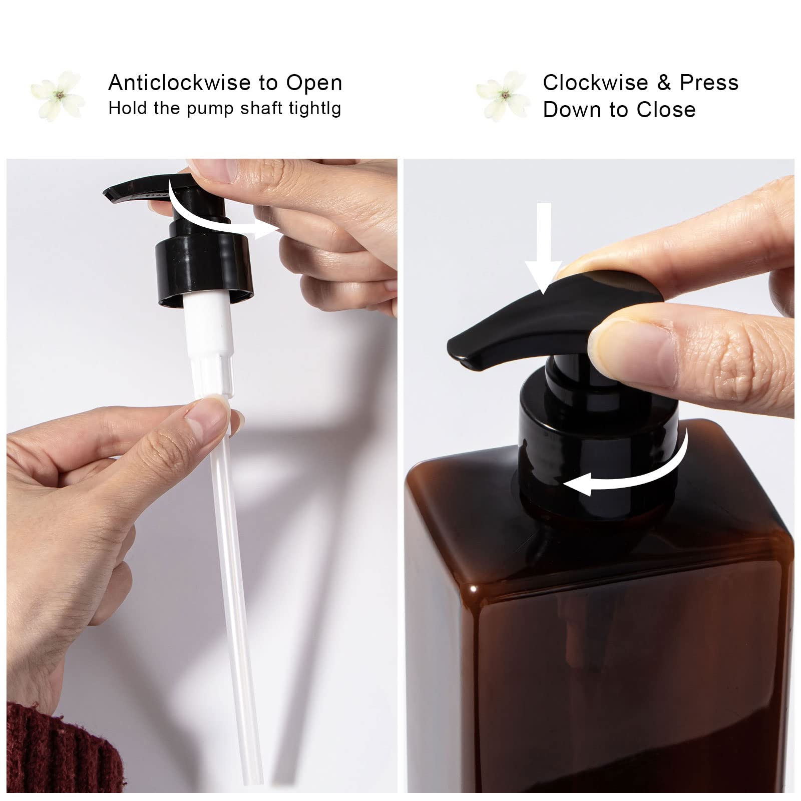Pump Bottles For Liquids, Yebeauty 2Pcs Shower Pump Bottles 17Oz 500Ml Empty Pump Bottle Lotion Soap Dispenser Liquid Container
