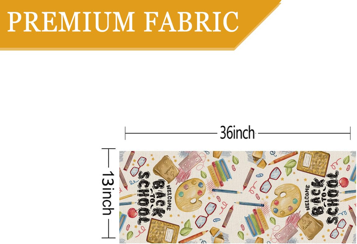 Welcome Back To School Table Runner Books Pencil Glasses Students First Day Of School Classroom Kitchen Dining Table Room Decora