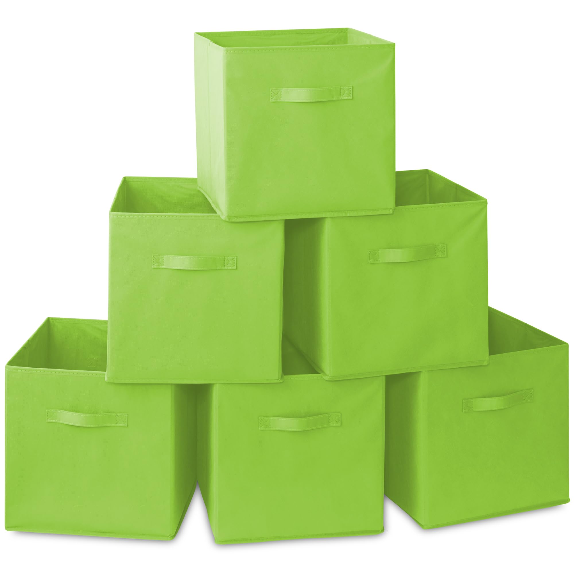 Casafield Set Of 6 Collapsible Fabric Cube Storage Bins, Lime Green - 13'' Foldable Cloth Baskets For Shelves, Cubby Organizers