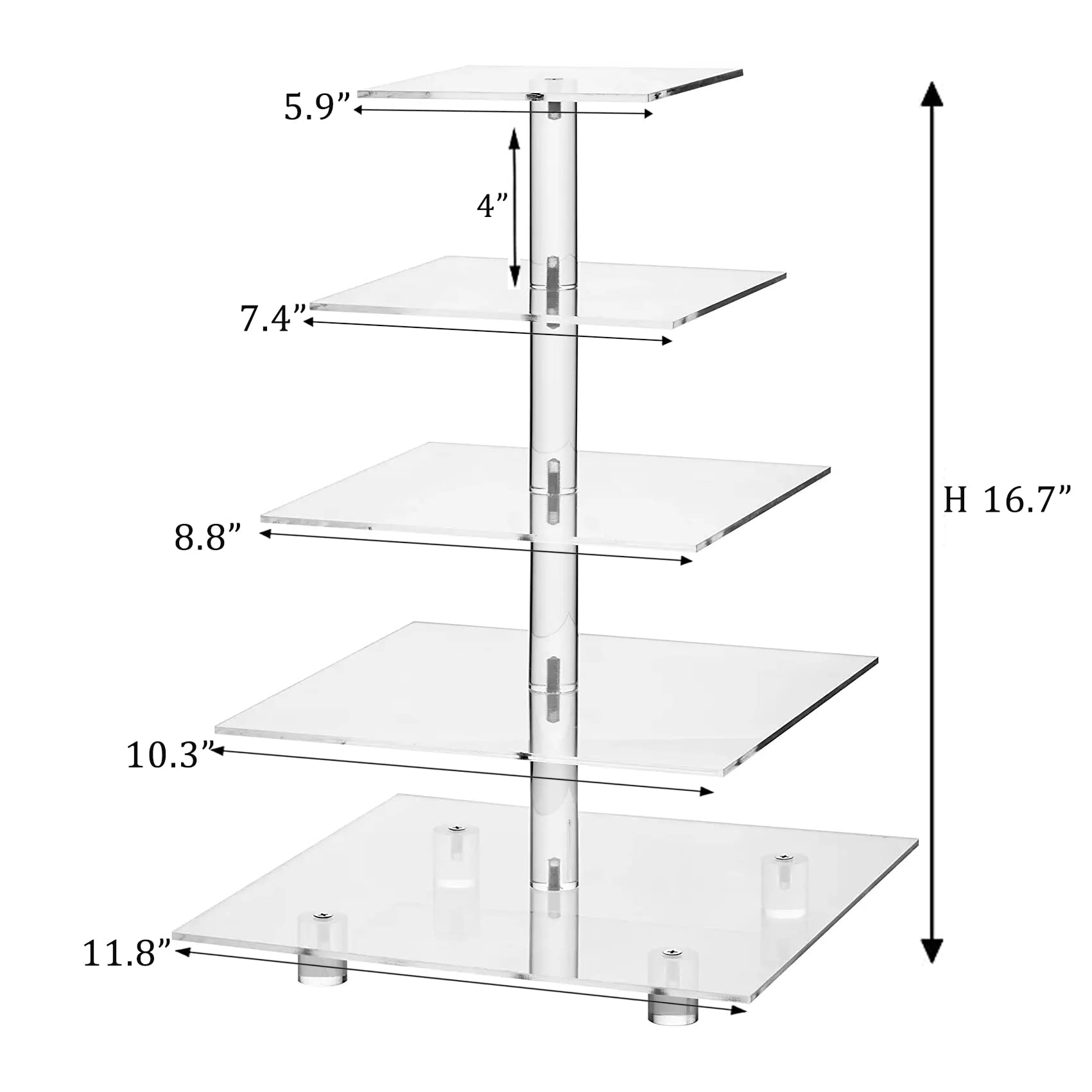 Yestbuy Cupcake Stand, 5 Tier Square Cupcake Tree Tower, Clear Cupcake Holder, Pastry Display Rack For Party, Wedding, Baby Show