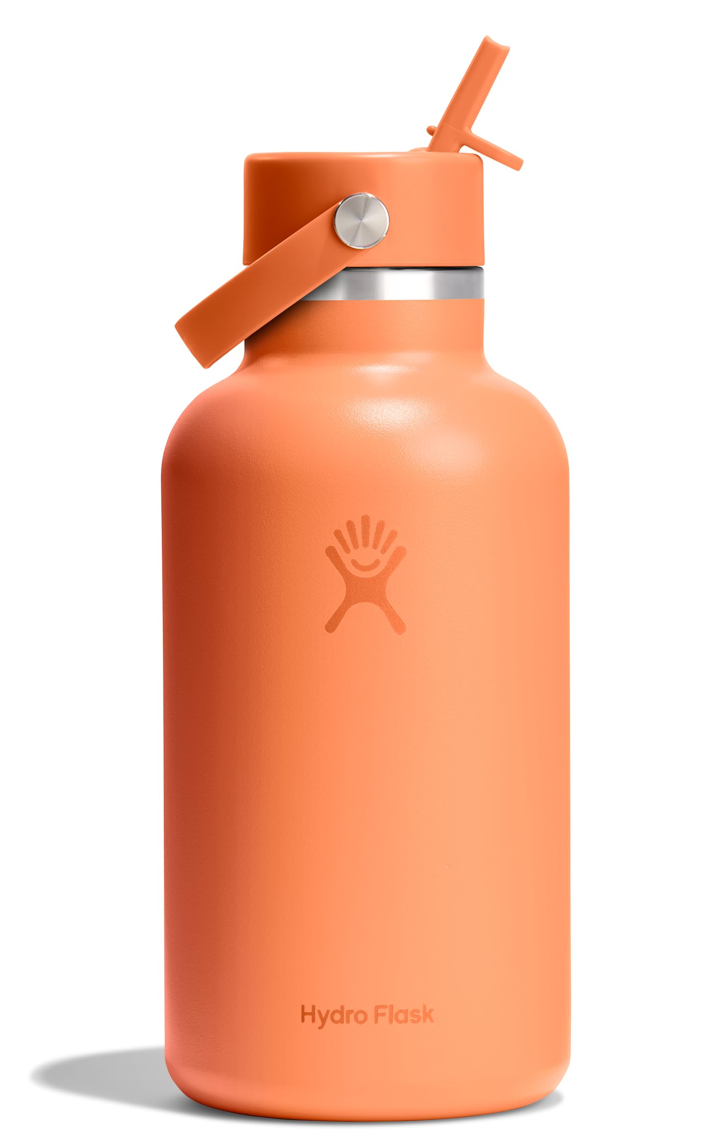 Hydro Flask Water Bottle - Insulated Stainless Steel - Wide Mouth Flex Straw Lid, Non Spill, Leakproof and Refillable in 64 Oz N