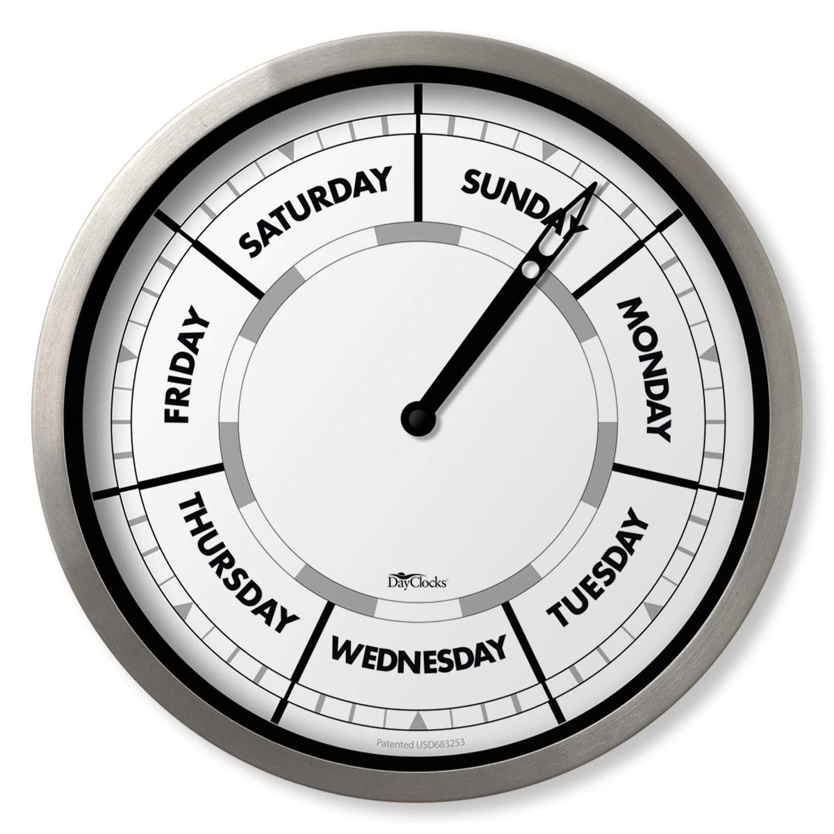 DayClocks Day of The Week Wall Clock with Aluminum Frame - Calendar Day Clock - Ideal Retirement Gift for Men & Women - 10