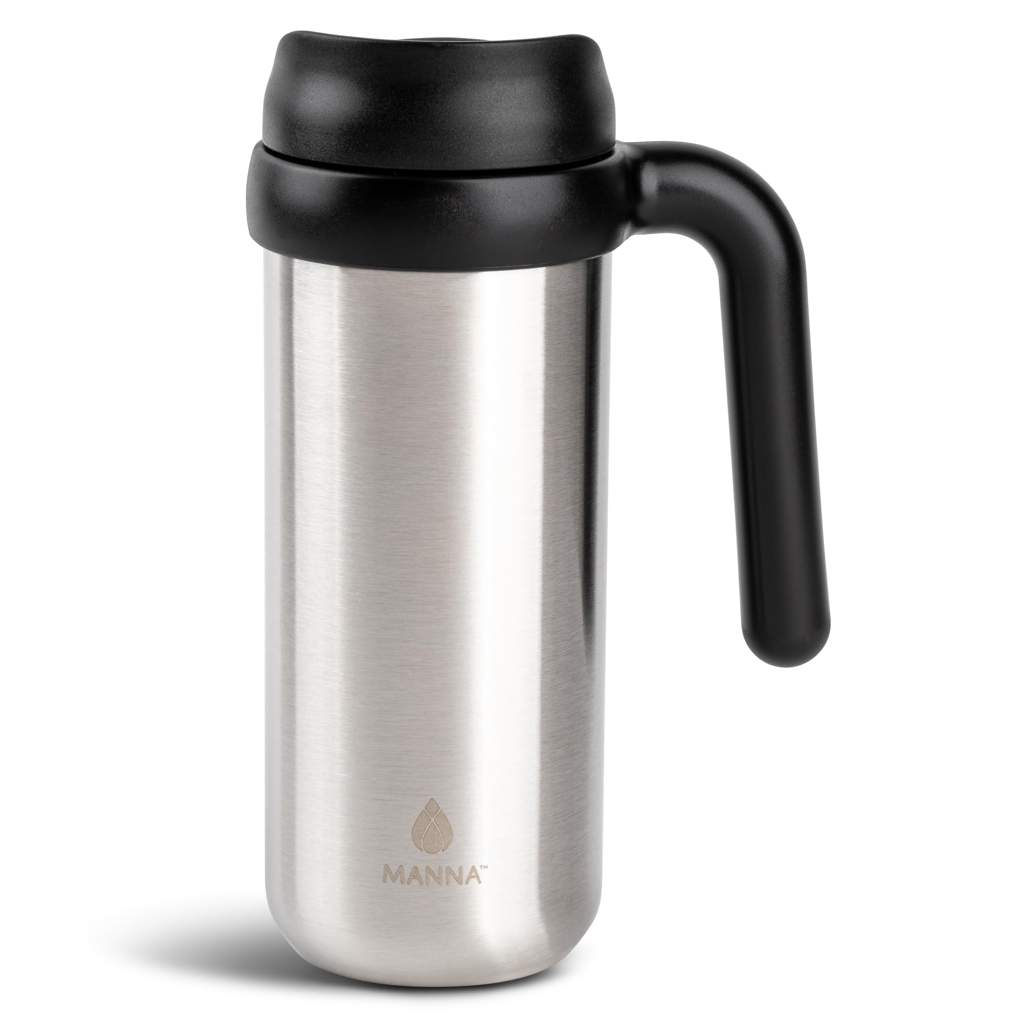 Manna Mocha Doublewall Vacuum Insulated Travel Mug with Leakproof EasyAlign Lid  16 Oz  Stainless Steel