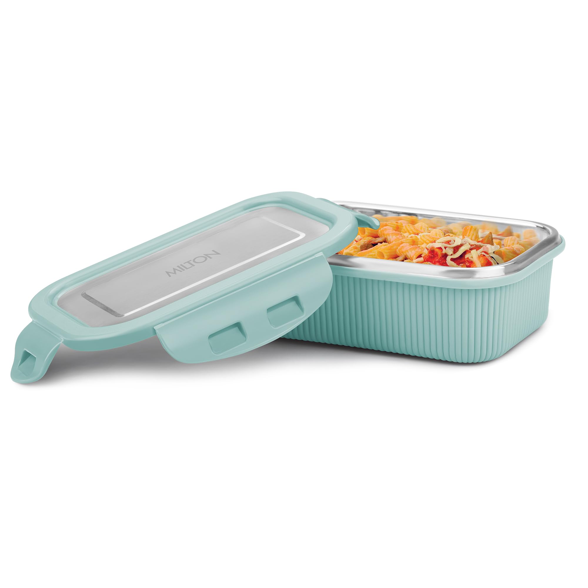 Milton Cool Touch Rectangular 400 Stainless Steel Container, 380 Ml, Pastel Turquoise, Microwave Safe, Food Grade, Bpa Free, Ref