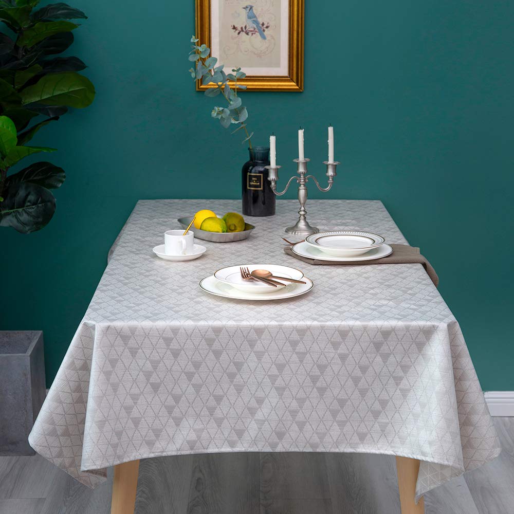 Glory Season 100% Waterproof Oilproof Spill Proof Stain Resistant Wipe Clean Tablecloth Rustic Burlap Faux Linen Table Cloth Rec