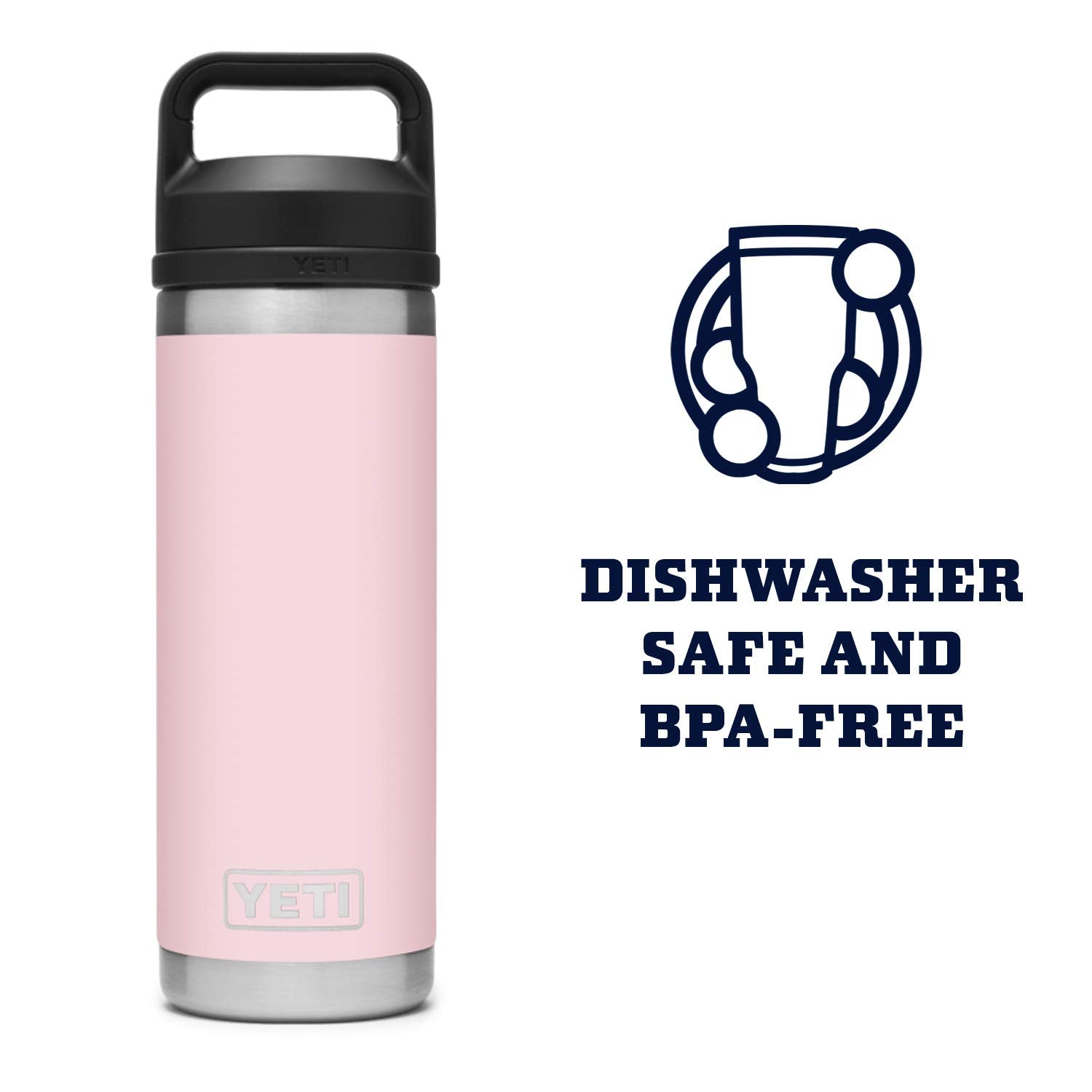 YETI Rambler 18 oz Bottle, Vacuum Insulated, Stainless Steel with Chug Cap, Ice Pink