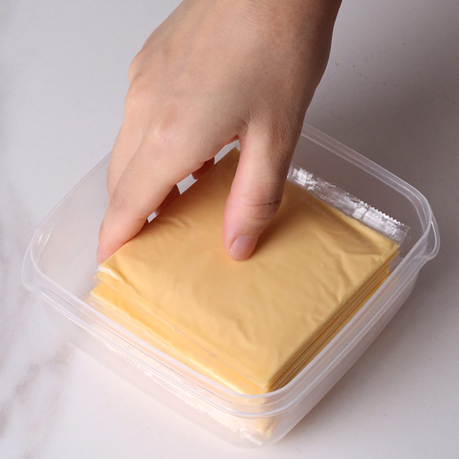 WonLiq Cheese Slicer Storage Containers - 2 Pack, Airtight, Reusable, Plastic, Green Cover, Transparent, Keeps Cheese Fresh