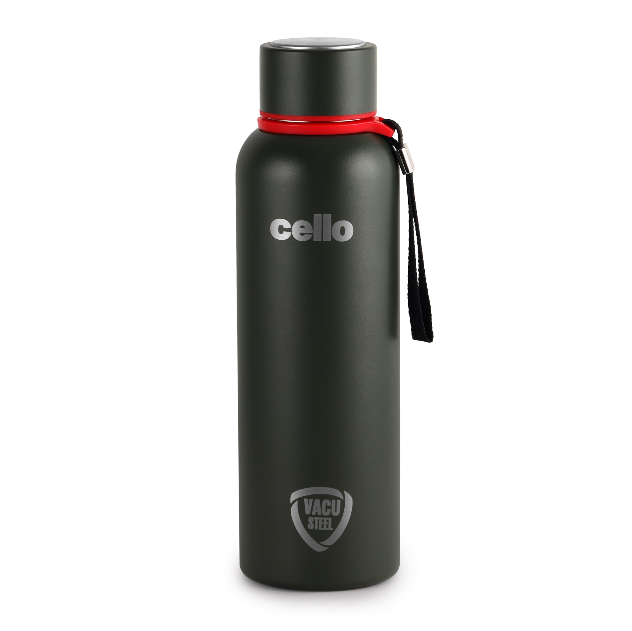 Cello Duro Kent Thermosteel Flask with DTP Coating, 900ml, Military Green | 24 Hours Hot and Cold Stainless Steel Bottle | Flask