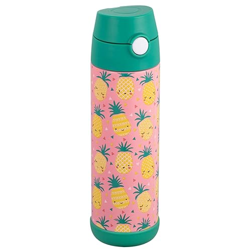 Snug Kids Water Bottle - insulated stainless steel thermos with straw (girlsBoys) - Pineapple  17oz