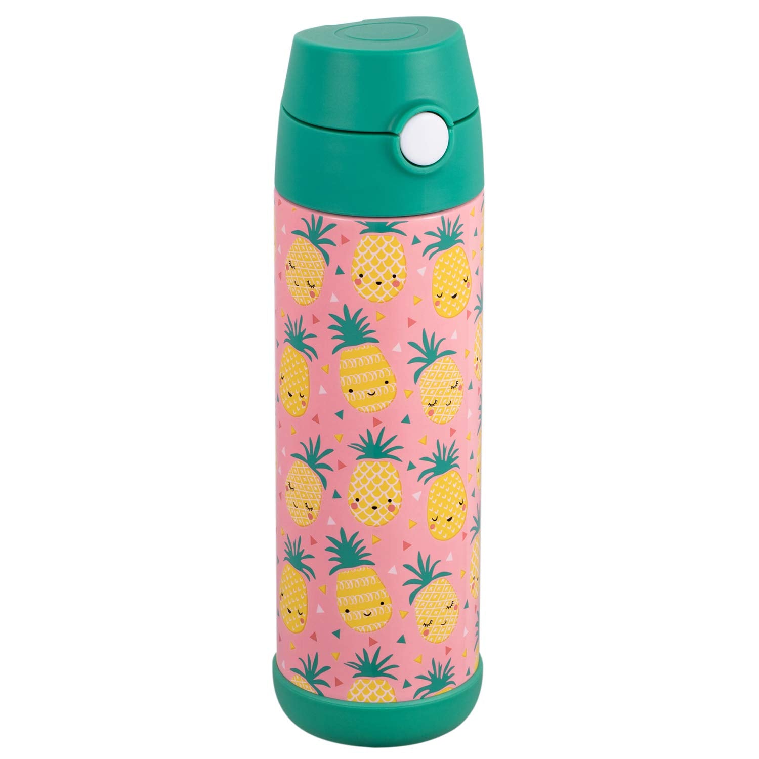 Snug Kids Water Bottle - Insulated Stainless Steel Thermos With Straw (Girlsboys) - Pineapple, 17Oz