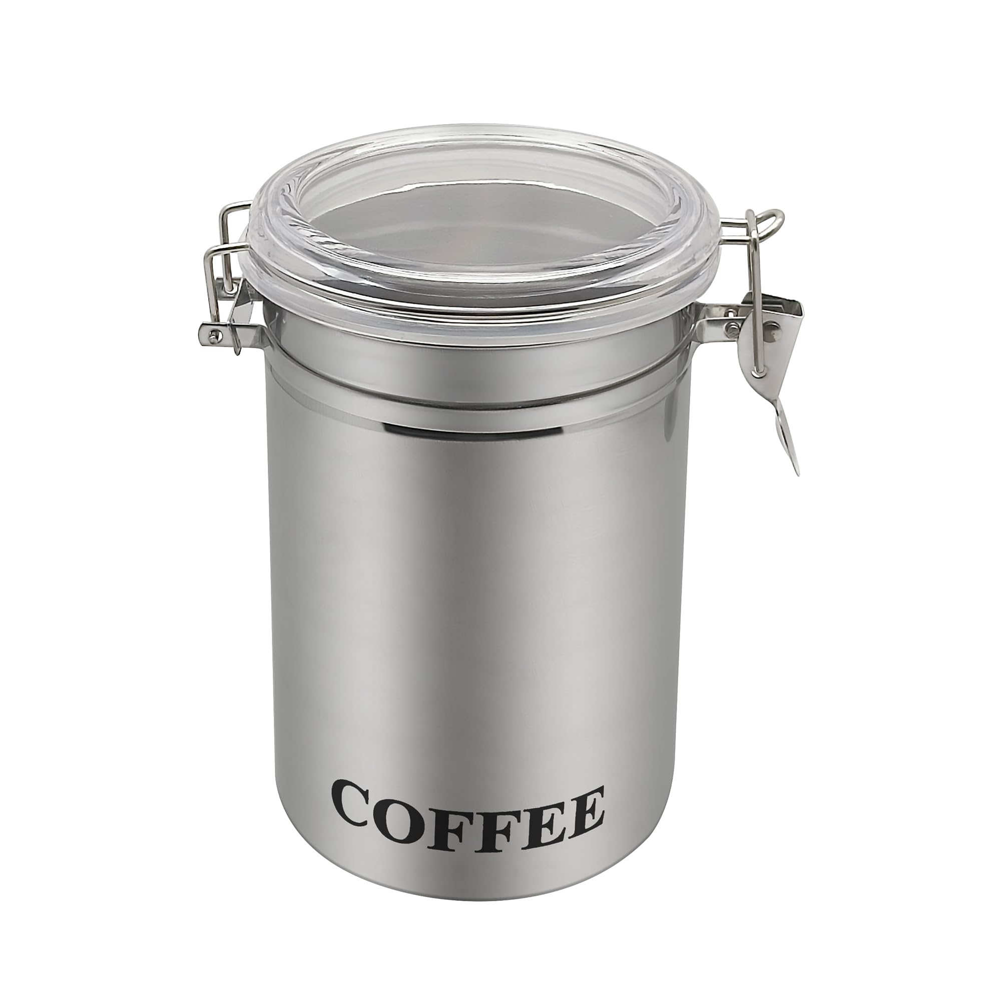 Fox Run Stainless Steel Coffee Container, 62 oz Coffee Canister with Airtight and Transparent Lid