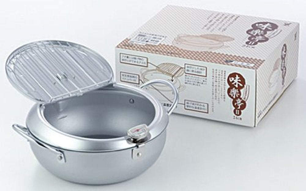 Yoshikawa Ajiraku Restaurant Ii Sj1025 Tempura Pot With Lid, Thermometer, 9.4 Inches (24 Cm)
