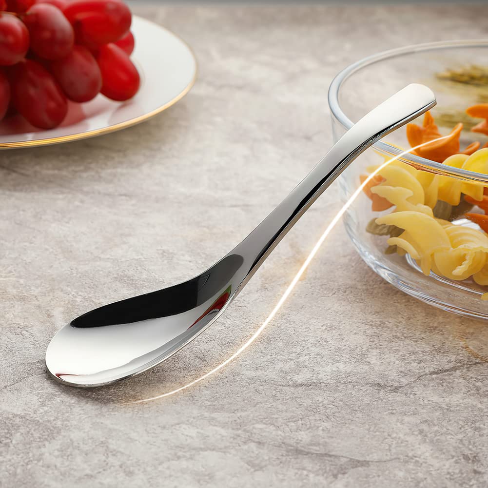 Aoosy Soup Spoons, 6 Pieces Stainless Steel Korean Spoons, Asian Soup Spoons, 6.3 Inches Heavy Duty Asian Thick Short Handle Ram