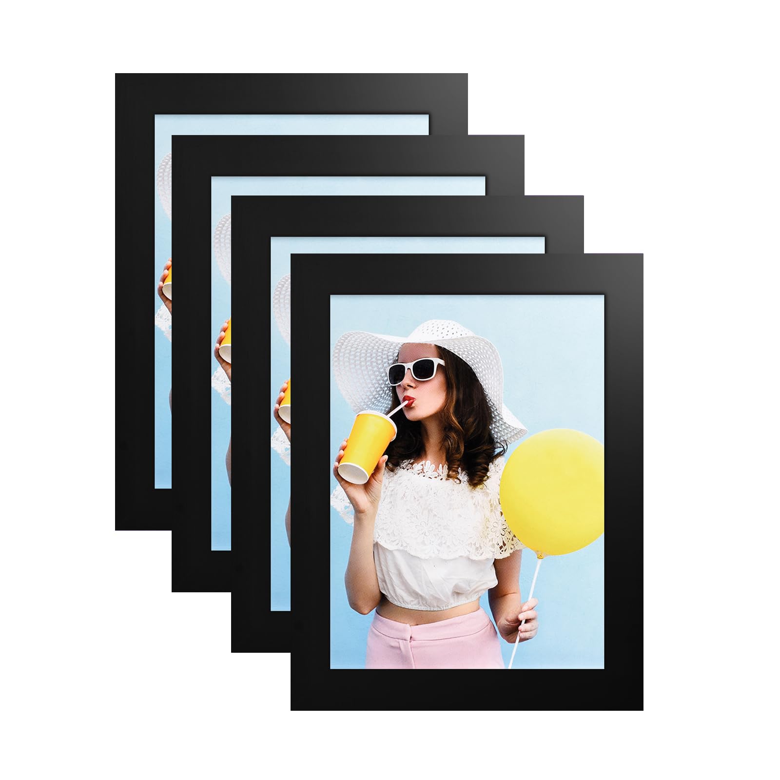 wyooxoo 5x7 Picture Frames Set of 4 Made Of Solid Wood Black Photo Frames Colorful Frame with HD Plexiglass, Wall or Tabletop Di