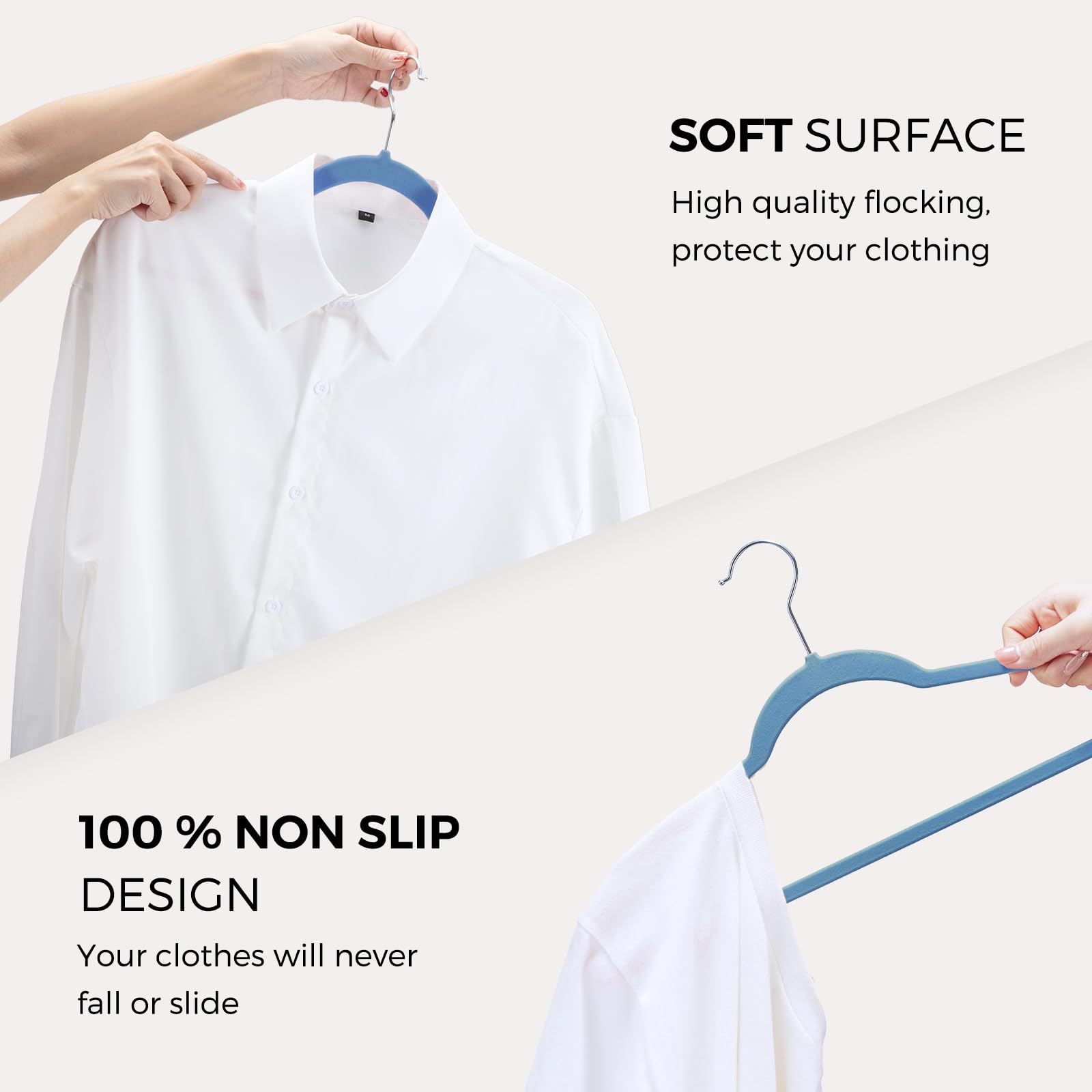 House Day Premium Velvet Clothes Hangers 50 Pack Non-Slip Flocked Felt Hangers Heavy Duty Durable Coat And Suit Hangers | Vibran