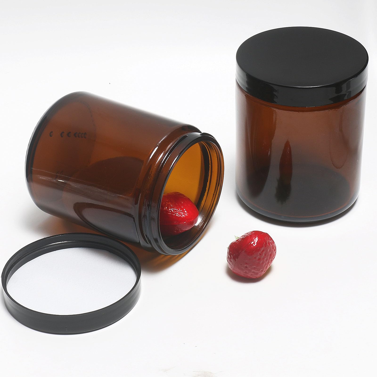 Hormerry 8Oz Glass Jars With Lids, 2 Pack Jars Amber 250G Empty Round Cosmetic Containers For Sample, Powder,Body Butter,Cream,
