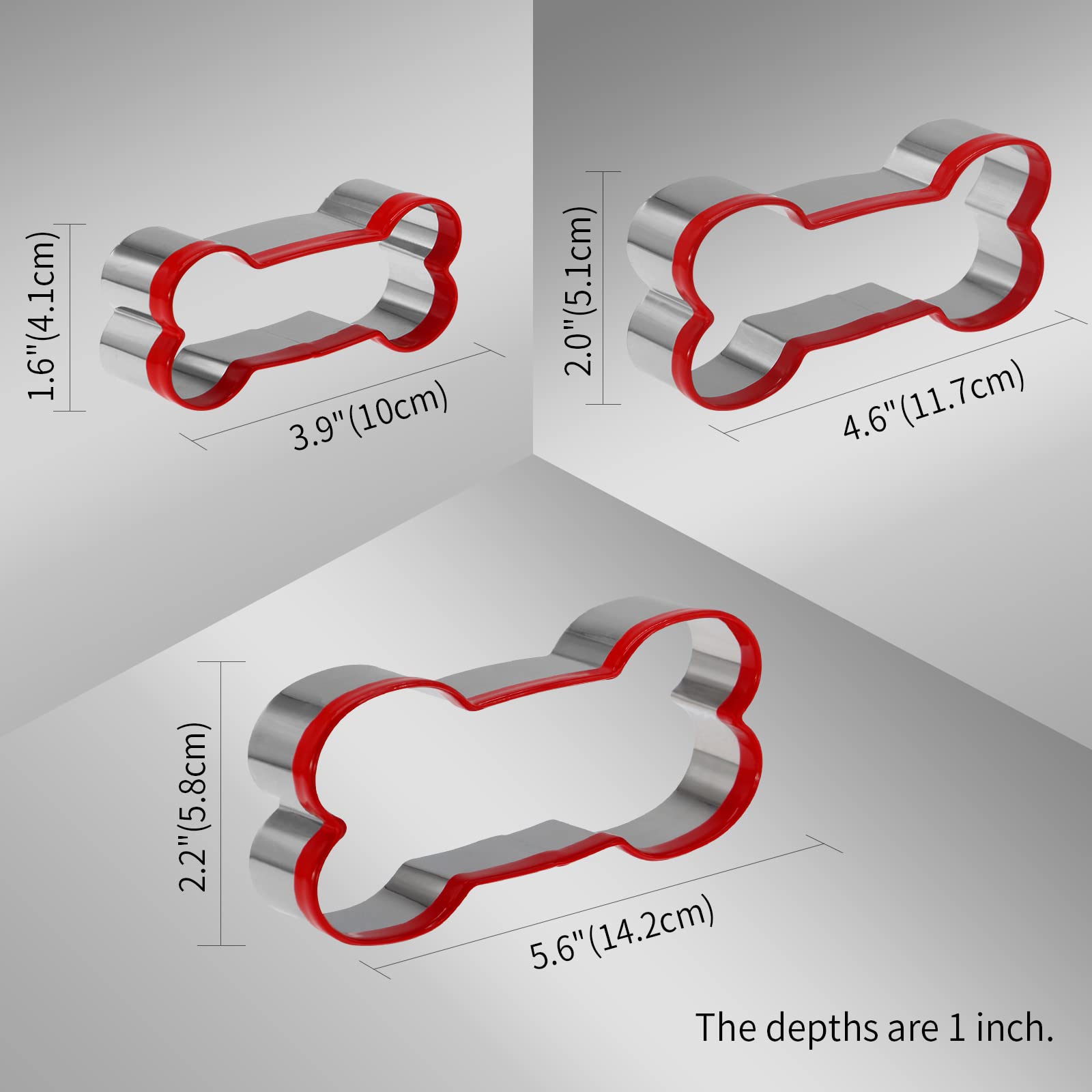 Dog Bone Cookie Cutters Set Of 3, Dog Treats Cookie Cutter, Biscuit Dog Treat Cookie Cutter Set For Homemade