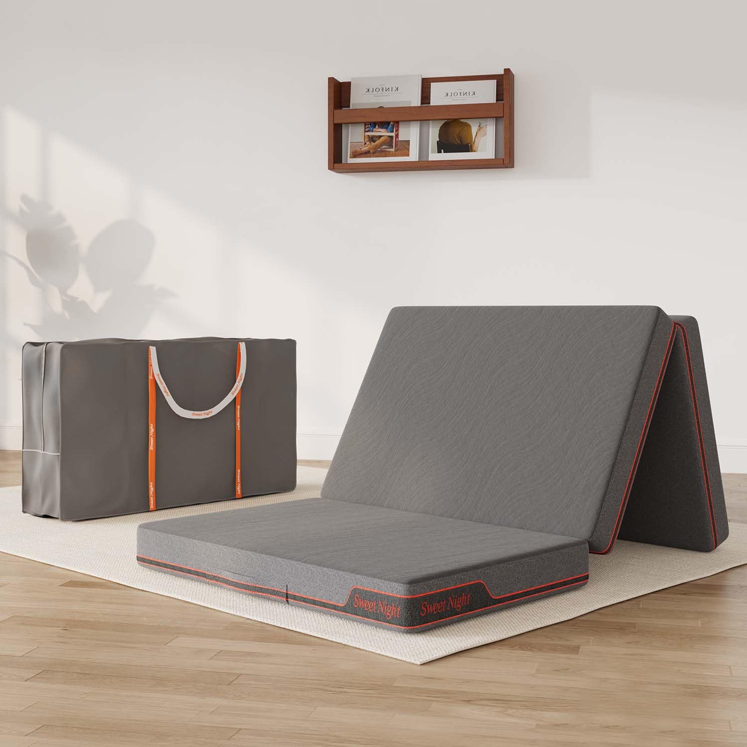 Sweetnight Folding Mattress Twin Xl Size With Carry Bag,4-Inch Foldable For Travel, Camping, Guest - Breathable Mesh Sides & Por