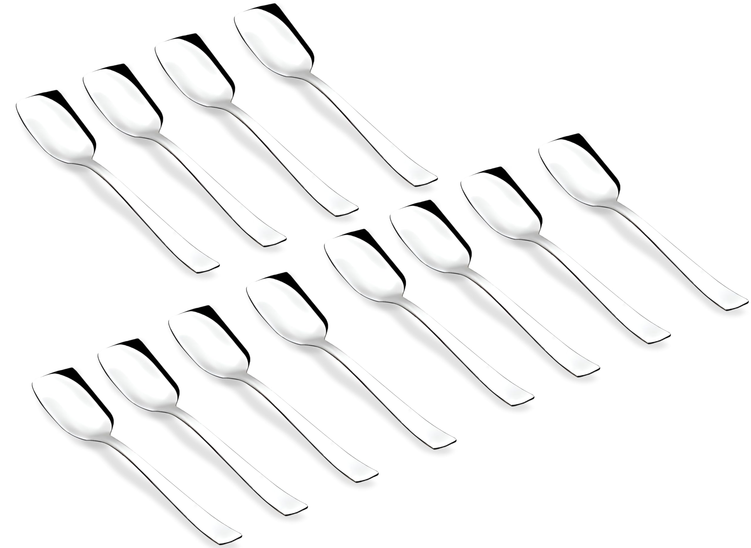 Parage Stainless Steel Set of 12 Ice Cream Spoons, Silverware Spoon Set, Dinner Spoon Length 13.5cm, Food Grade Silverware for H