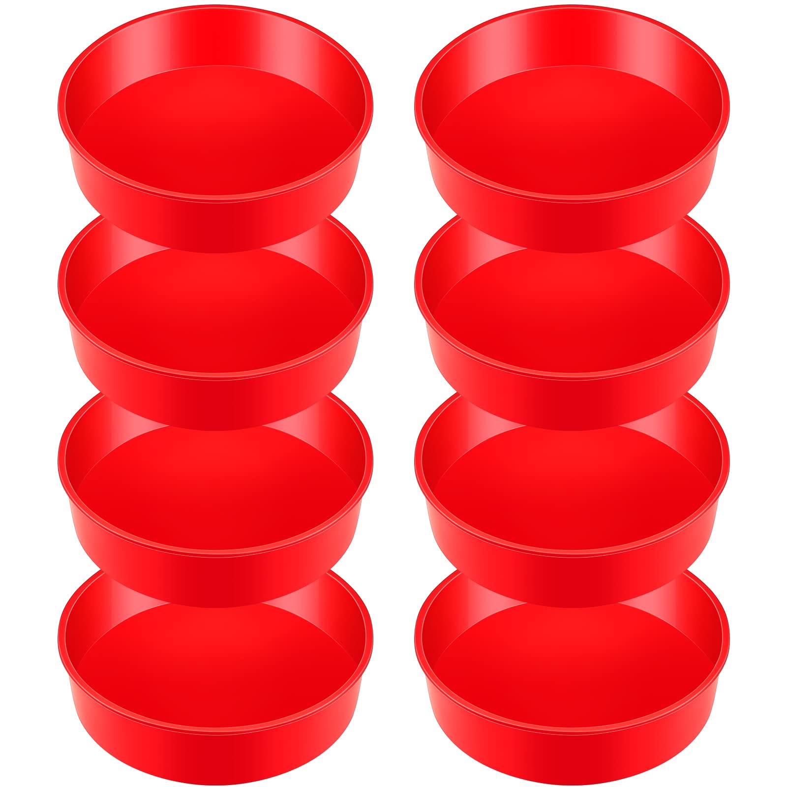 Dandat 8 Pcs 6 Inch Round Silicone Cake Pans, Nonstick Silicone Cake Molds For Baking, Silicone Round Cake Molds Red Cake Molds