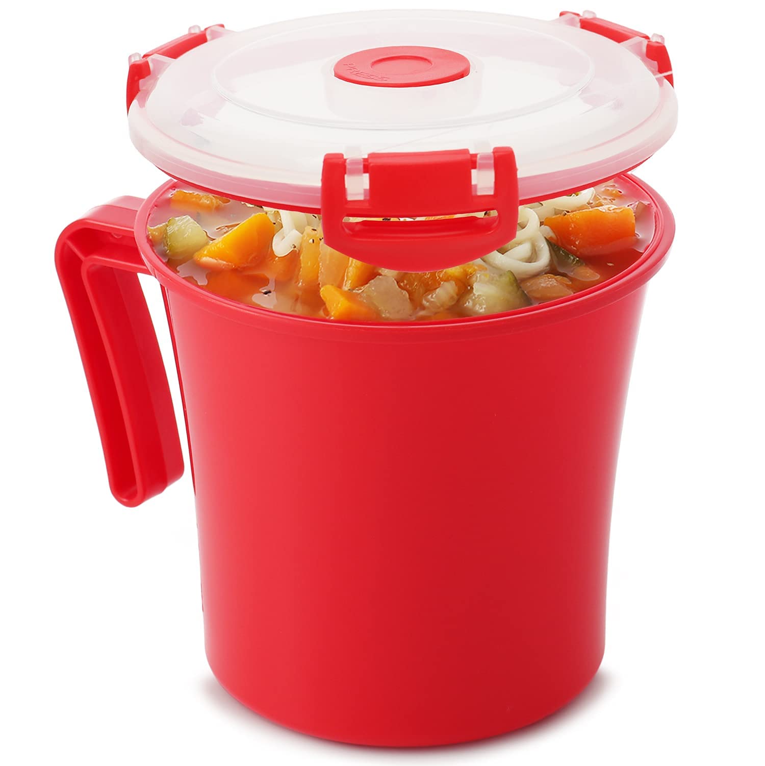 Tafura Microwave Soup Mug With Lid And Handle. [Pack Of 2] Microwavable Oatmeal Cereal Cup With Cover. Christmas Mug With Lid. S
