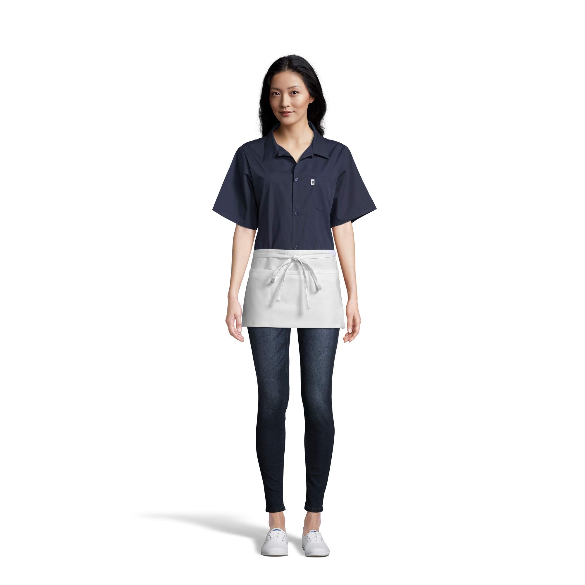 Uncommon Threads Unisex Waist Apron 3 Section Pocket, White, One Size