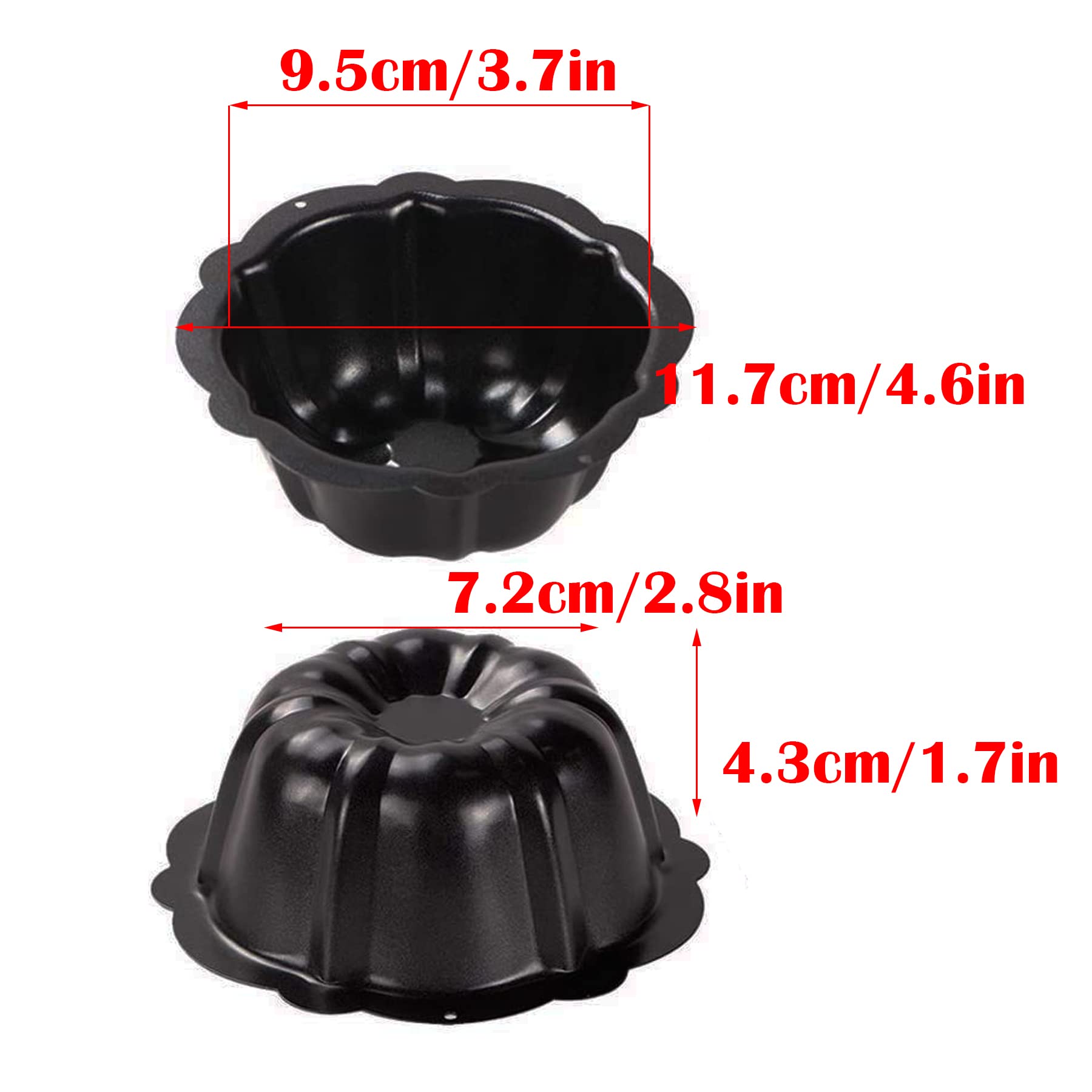Mggi 4 Pack Mini Pie Pans, 5 Inch Carbon Steel Reusable Nonstick Small Pie Plate Baking Dish, 8Oz Ruffled Edge Individual Round