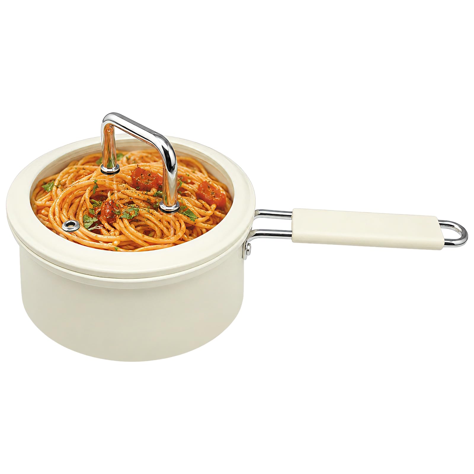 Ceramic Sauce Pan with Lid, 1.6 QT Small Saucepan for Most Cooktops, 6.3 in Induction Compatible Milk Pot with Nonstick Coating,