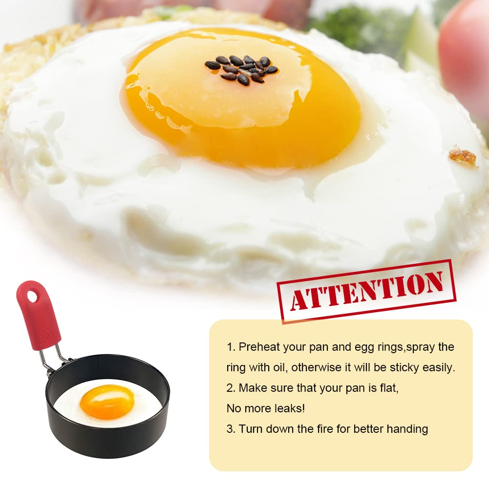 Yubng 3.5 Inch Egg Rings For Frying Eggs,4 Pack Non-Stick Egg Patty Maker, Pancake Mold For Indoor Camping Breakfast Sandwiches