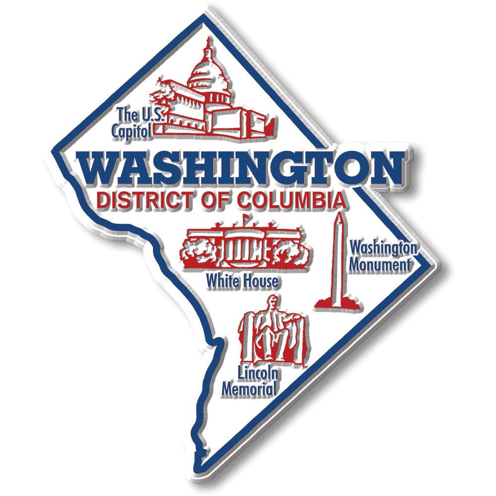 Washington, D.C. Giant State Magnet by Classic Magnets, 3.6 x 4.3, Collectible Souvenirs Made in The USA