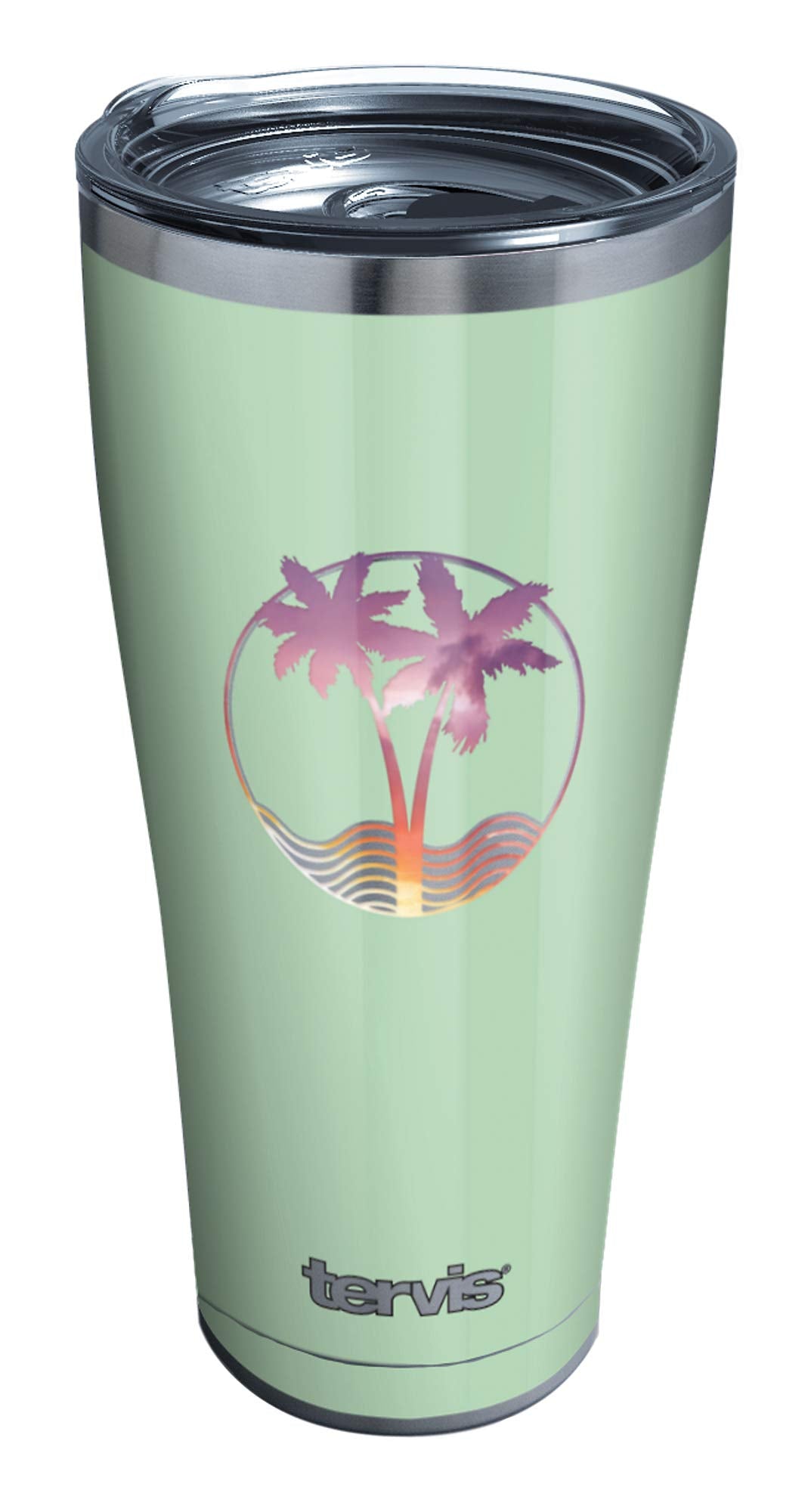 Tervis Tropical Tree With Waves Triple Walled Insulated Tumbler Travel Cup Keeps Drinks Cold & Hot, 30Oz Legacy, Stainless Steel