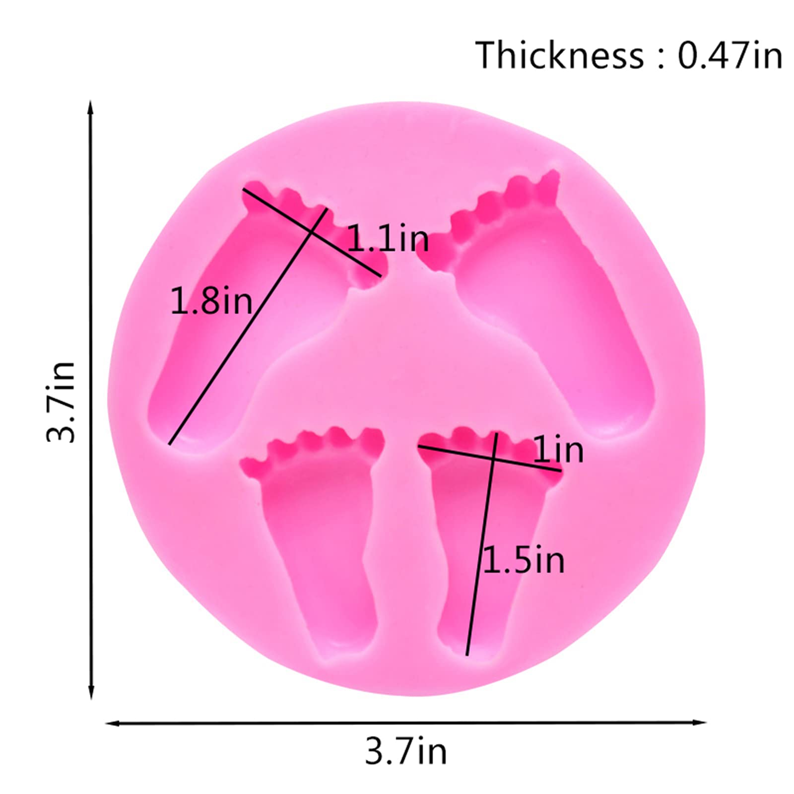 Baby Footprint Silicone Molds For Baby Shower Cake Topper Decoration, 4 Cavities Fondant Mold For Diy Baking Cookie, Chocolate,