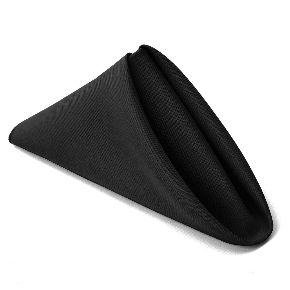 Tablelinensforless 17X17 Inch Polyester Cloth Napkins, Set Of 12 (Black)