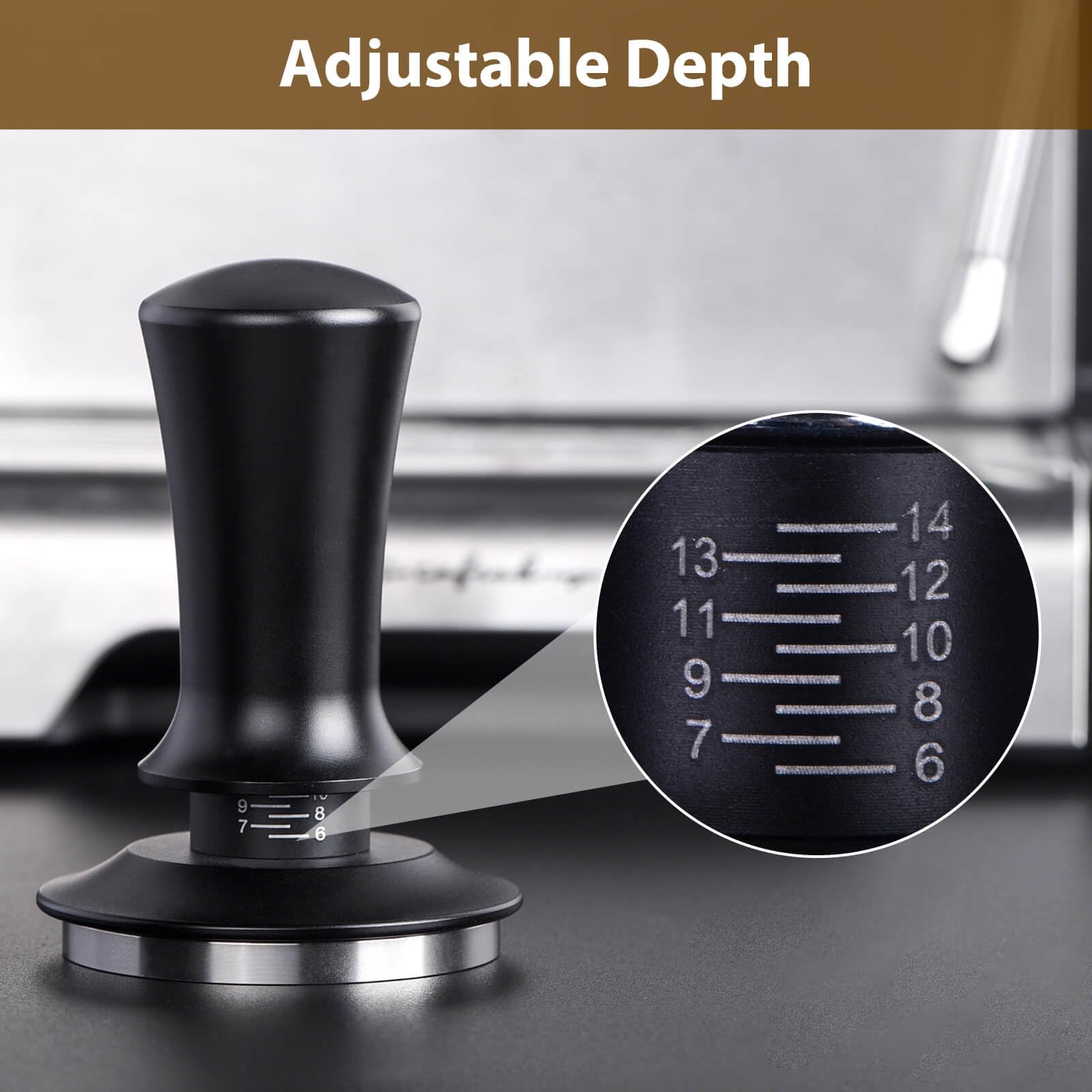 Attsky 58Mm Espresso Tamper, Coffee Tamper For Espresso Machine, Espresso Tamp With Spring Loaded Tamper, Depth-Adjustable Espre