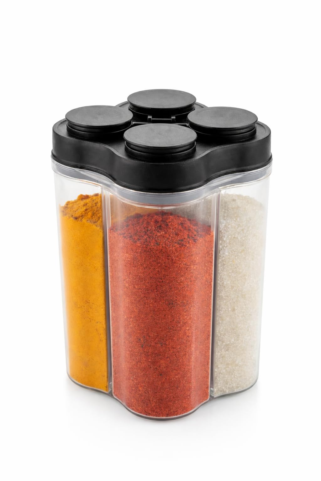 4In1 Airtight Tea Coffee Sugar Container | Bpa Free Multi Compartment Storage Jar For Spices & Dry Fruits | Kitchen Pantry Org
