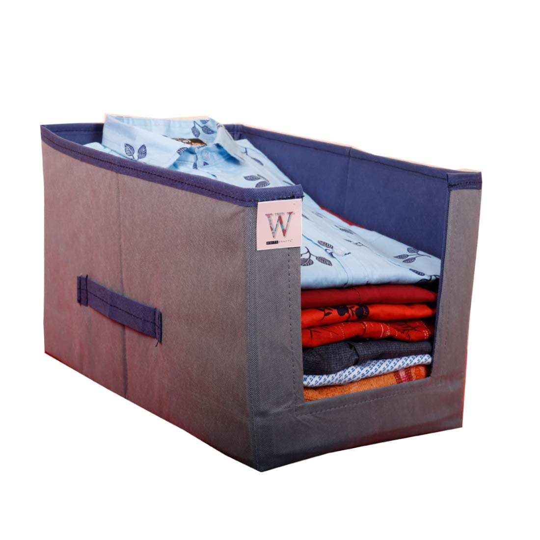 Whitekrafts Shirt Stacker Closet Organizer For Baby Cloths And Toys, Shirts And Clothing Organizer Set Of 1 (Grey And Royalblue)