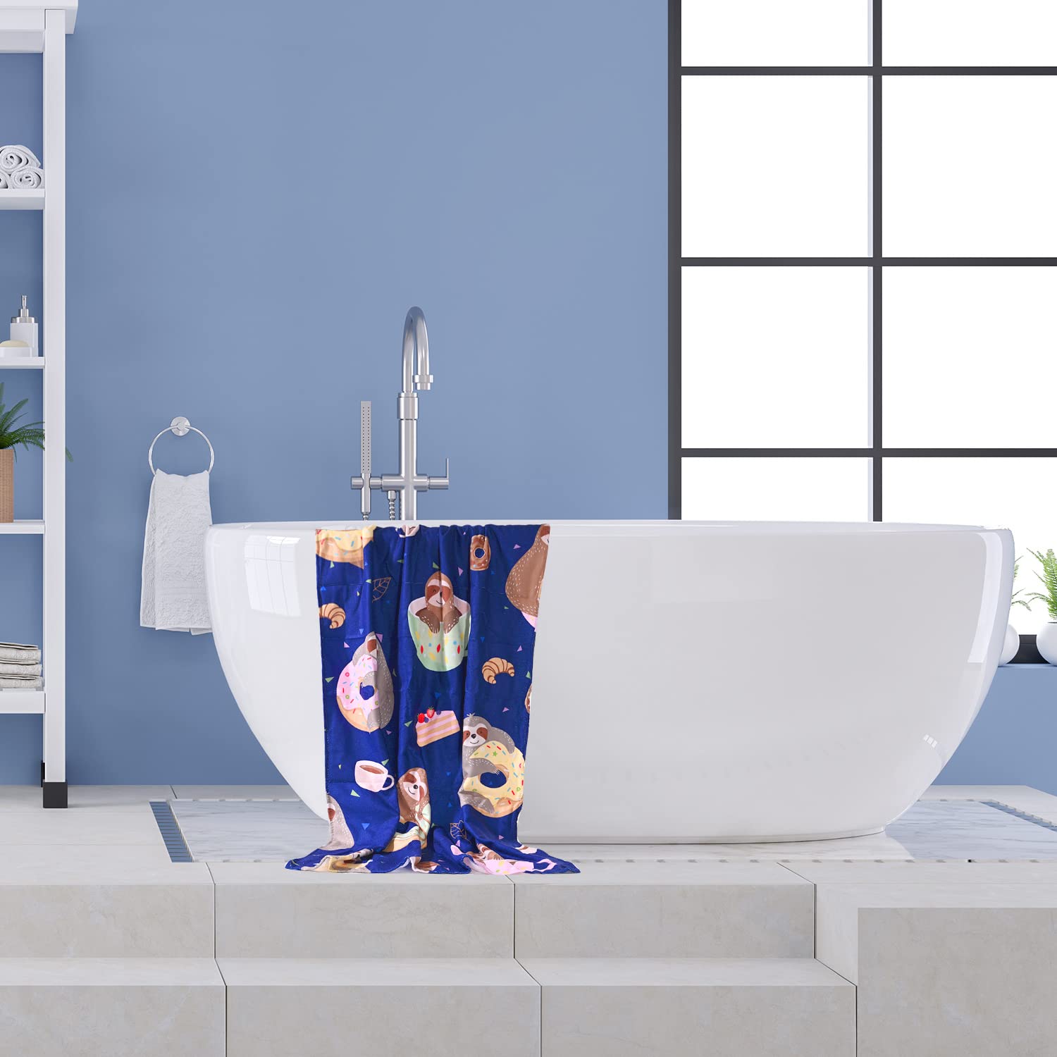 Livilan Sloth Donut Beach Towel, Super Soft Microfiber, Quick Dry, Sand Free, Cute Lightweight Swim Pool Bath Yoga Towel, Sloth