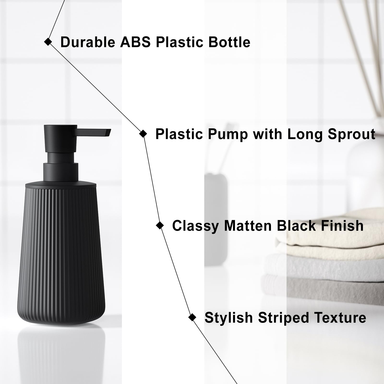 Uaniar 2Pcs Hand Soap Dispenser Bathroom, Small Dish Soap Dispenser For Kitchen, Black Bathroom Soap Dispenser Set With Pump, Mo