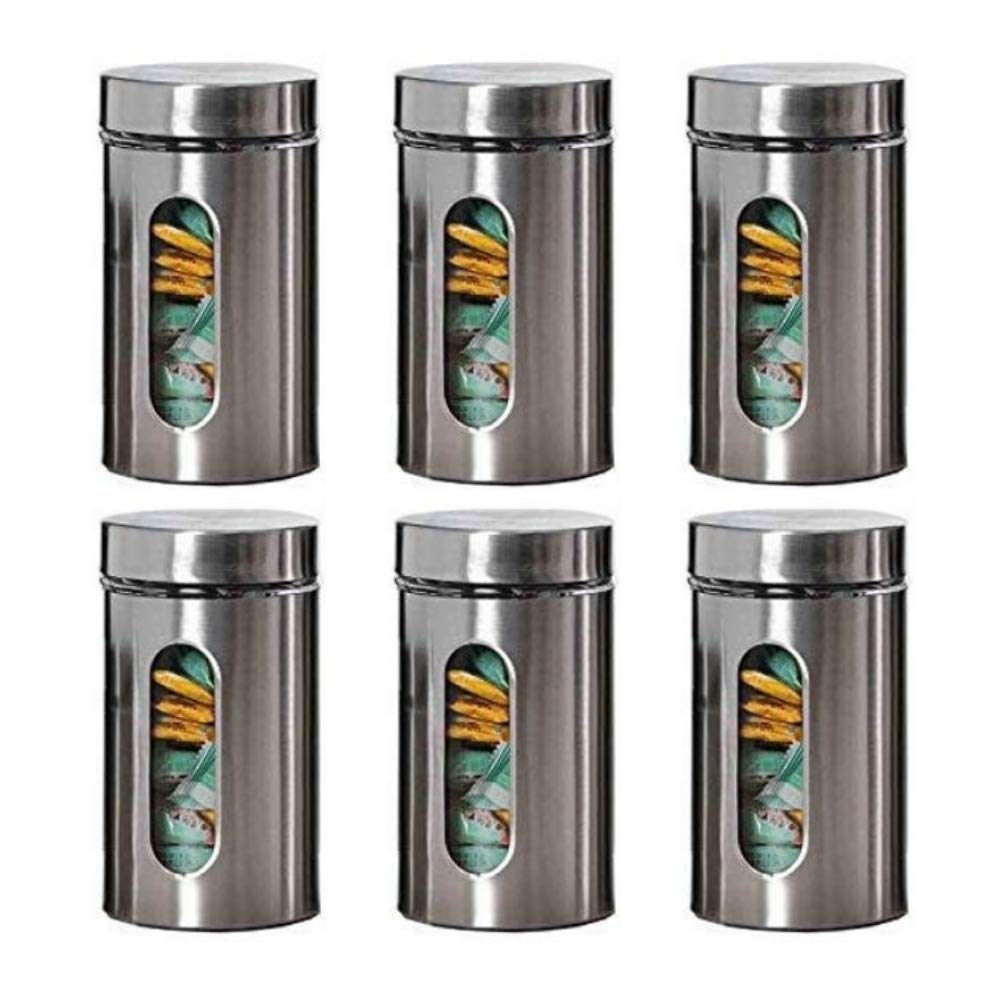 Lawei Oval Shape Glass Steel Cover Window Clear Glass Jars 600 Ml For Kitchen Storage Food Spices Canister With Airtight Lid Tea