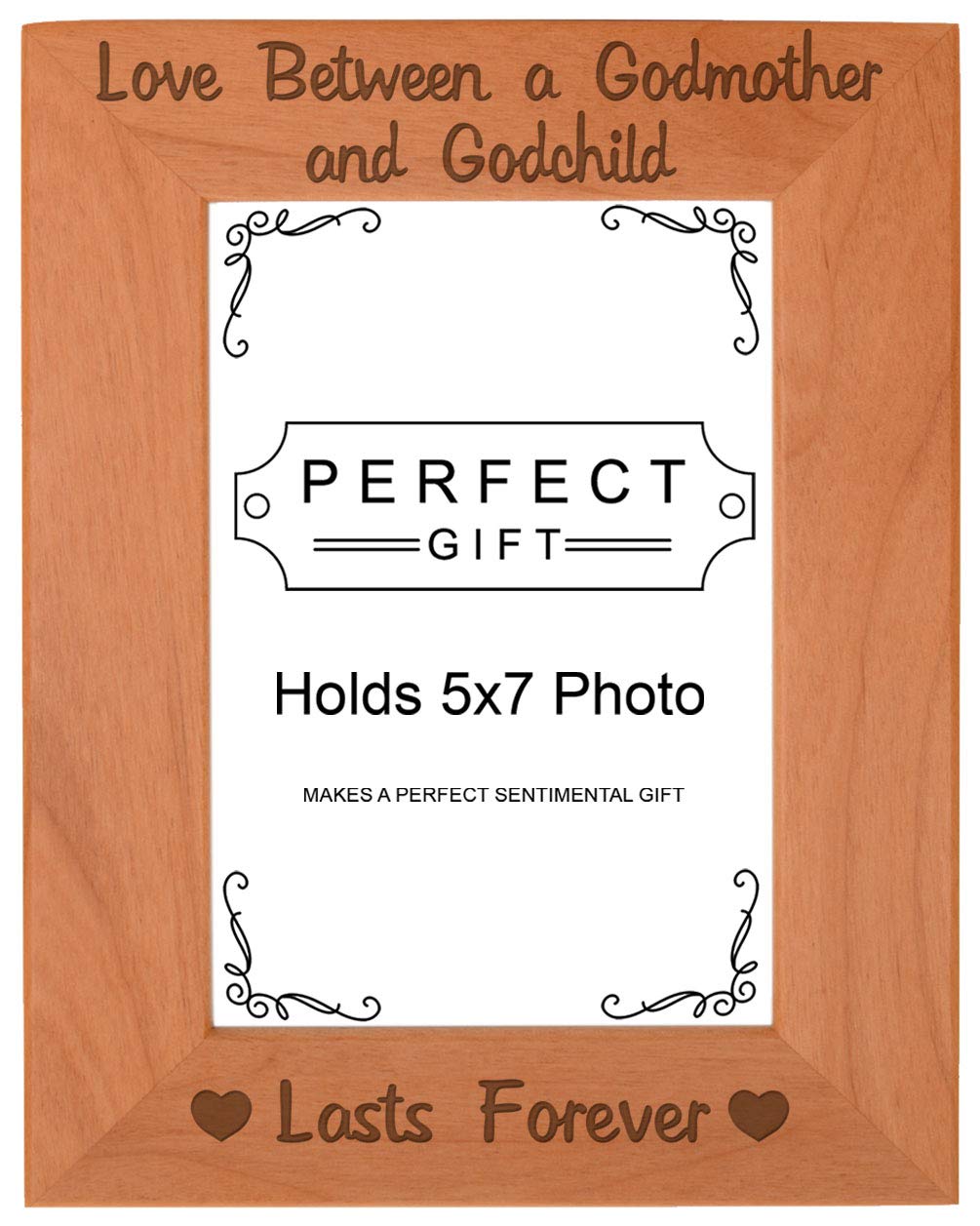 ThisWear Godmother Gift Love Between a Godmother and Godchild Lasts Forever Wood Engraved 5x7 Portrait Frame