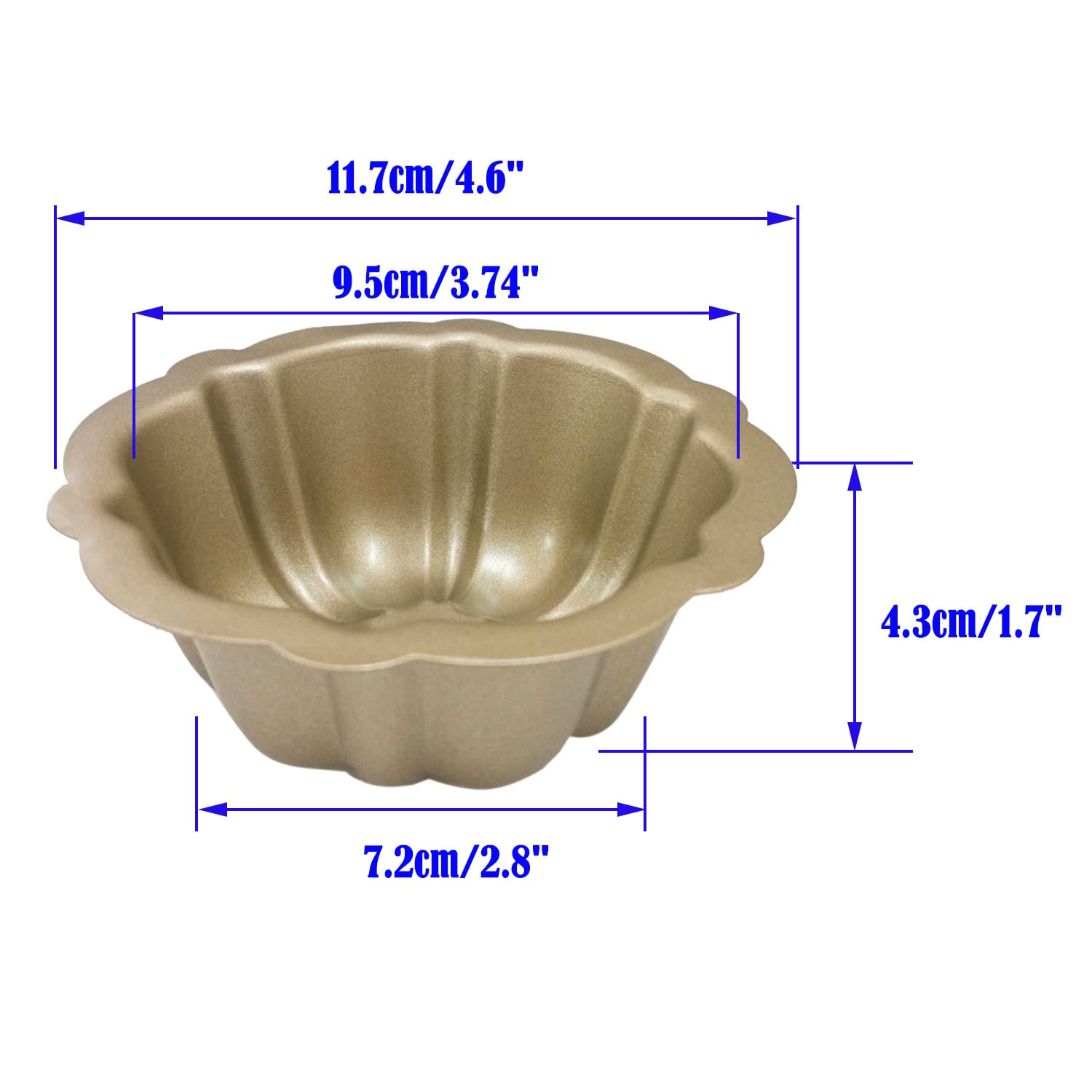 Proshopping Carbon Steel Mini Bundt Cake Pans, 4 Inch Metal Nonstick Fluted Cake Pan, 4Pcs Kugelhopf Mould For Baking Buntcake B